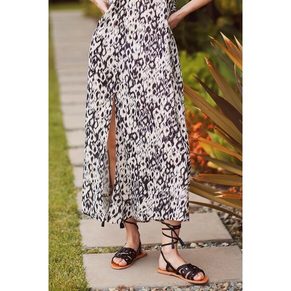 Anthropologie Black White Ikat Animal Print Strappy Mini Dress XS Oversized - Picture 16 of 16